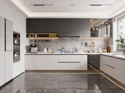 现代厨房3D模型下载